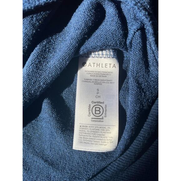 Athleta Sunrise V-Neck Modal Blue Sweater Thumbholes Size Small - Picture 6 of 6